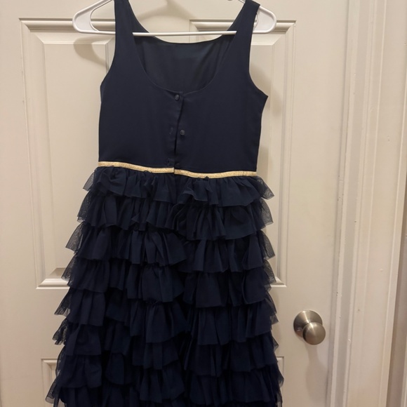 JANIE AND JACK GIRLS NAVY TIERED RUFFLE TULLE DRESS SIZE 12 - Picture 3 of 4